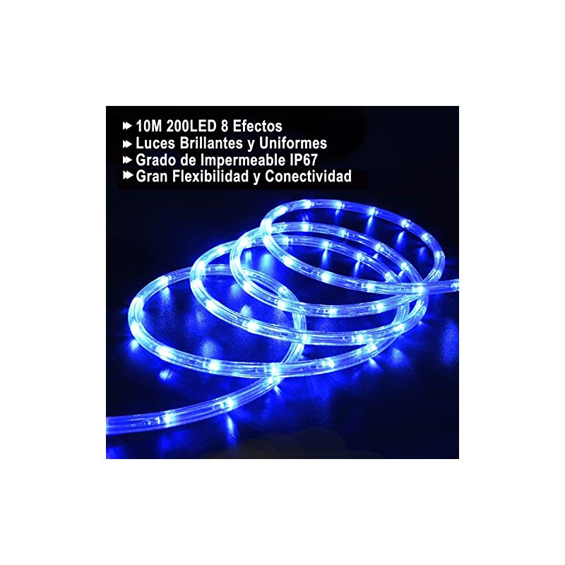 Dosyu 10M LED Navideña, 200LED 110V 2 cables Cuttable de