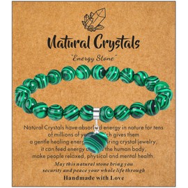 MAIBAOTA Malachite Bracelet for Women 8 mm Beaded Bracelet Crystal Gemstone Love Heart Bracelet Jewelry Gifts