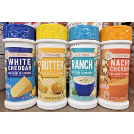 Stonemill Popcorn Seasoning White Cheddar Butter Ranch Nacho Cheddar (4 Bottles)