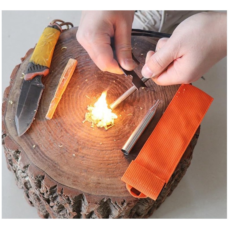 Fire Starter Set Fire Steel 7 cm Magnesium Survival Outdoor