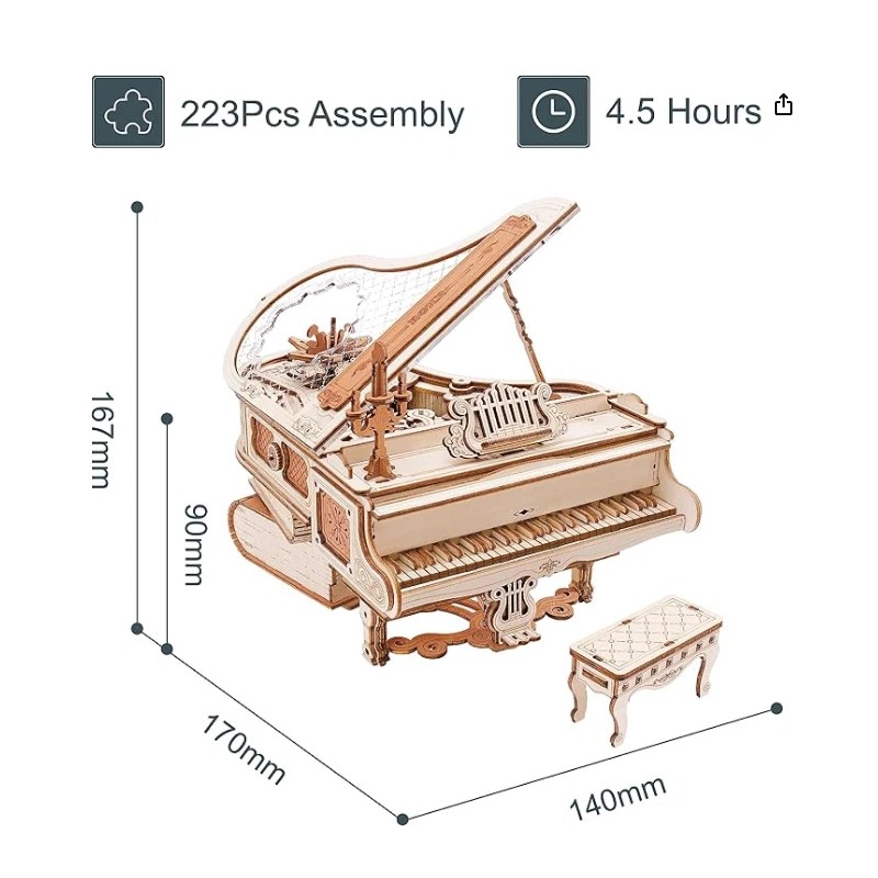 ROKR Magic Piano Music Box 3D Wooden Puzzle Mechanical Model