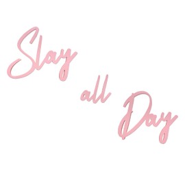 Slagindeco Full Color Lacquered Slay All Day Teen Girl Room Decor - 16.5 Inches x 7.1 Inches, Preppy & Aesthetic Decor for Girls' Rooms & Dorms (Pink)