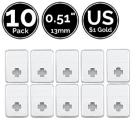HHZ Collectibles 10 Pack 0.5" Inch 13 mm Slab Coin Display Snap Holder Fit 4 US $1 Gold Dollar
