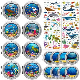 Frienda 48 Set Summer Craft Kit Cruises Under The Sea Sticker Crafts Bulk DIY Ocean Sea Animals Scene Stickers Shark Clown Fish Dolphin Decals for Summer Party Favors Home Classroom Game Activities
