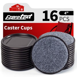 Ezprotekt 4" Round Reusable Felt Furniture Caster Cups with Carpet Bottom, 16 Pcs Felt Furniture Sliders Floor Protectors Pads to Protect Hardwood, Tile or Laminate Floors from Scratches (Brown/Gray)