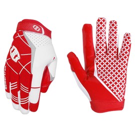Seibertron Pro 3.0 Football Gloves Rugby Football Gloves Elite Ultra Stick Sports Receiver Youth Adult Sports Gloves (Red, M)
