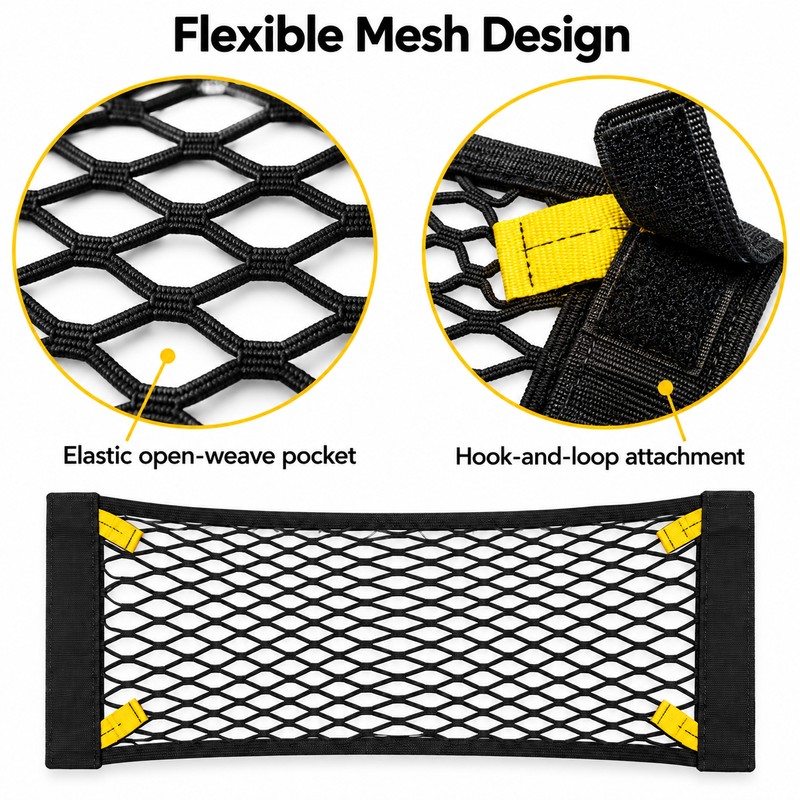 Car Trunk Mesh Organizer for Vehicle Storage – 23.62 x