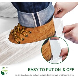 EZ Shoe Covers Disposable Non-Slip, 100Pcs/Pack(50 Pairs) Disposable Boot Cover for Indoors - Outdoors Recyclable Covers Fits Most Shoes (White)
