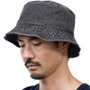 NEWHATTAN Bucket Hat, Hat, Plain, Denim, Black