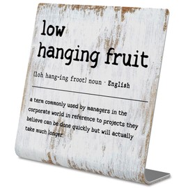 Funny Desk Signs for Work Office, Low Hanging Fruit Definition Desk Sign,Humor Work Office gifts, Office Desk for Colleague Coworker Work bestie Friend, Office Humor Decor Sign Plaque XB294