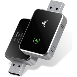 HASTHIP® Adaptador Inalámbrico CarPlay Y Android Auto para Coche, Bluetooth 5.2 Y WiFi Rápido, Plug & Play Universal con Carcasa De Aleación De Aluminio, Convertidor Tipo-C Y Cable De Extensión