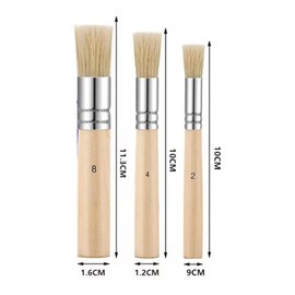 Wooden Stencil Brushes, 3 Pieces Brush Set for Acrylic Painting, Art Brushes, Craft Brushes, Painting Brush Set, Natural Bristles, Art Painting Brushes for Oil Painting, DIY Crafts, Card Making,