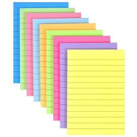 9 Pack Lined Sticky Notes 4"x6" Bright Colors Self-Stick Note Pads with Lines, 9 Colors Bulk Sticky Memo Pad for School, Office, Meeting