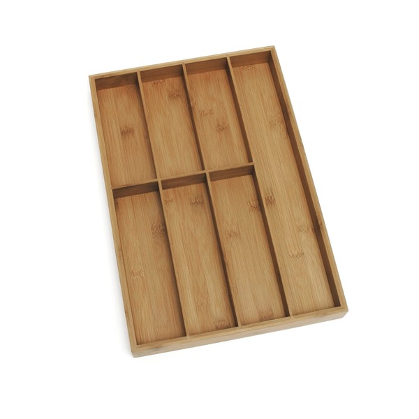 Lipper International 8877 Bamboo Wood Flatware Organizer with 7 Compartments,