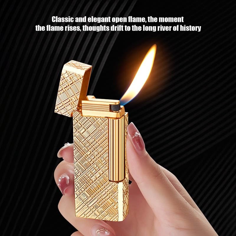 Classic Butane Lighter Metal Side Slide Lgnition Refillable Soft Flame