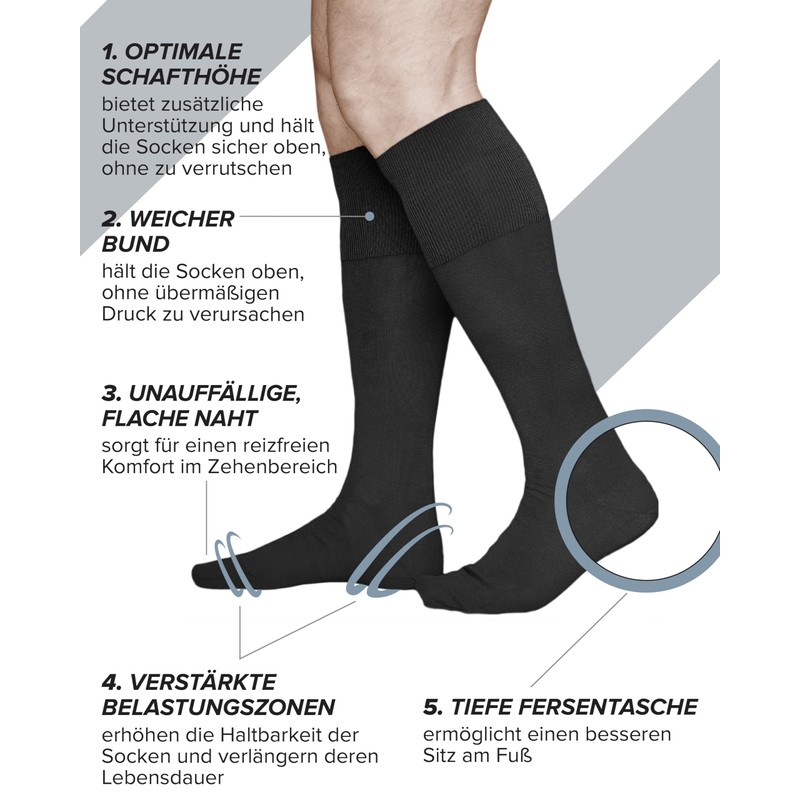 vitsocks Men's Knee Socks 100% Cotton Long Socks (Pack of