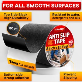Grip Tape - Heavy Duty Anti Slip Tape for Stairs Outdoor/Indoor Waterproof 8Inch x 35Ft Safety Non Skid Roll for Stair Steps Ramp Traction Tread Staircases Grips Adhesive Non Slip Strips Walk Black