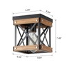 2 Pack Rustic Farmhouse Wood Flush Mount Ceiling Light Fixture