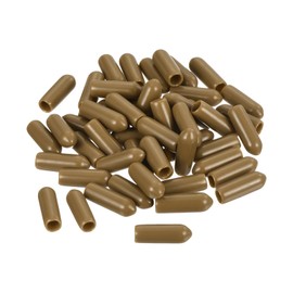 QUARKZMAN Pack of 50 Rubber End Caps Rubber Caps 4 mm ID Sealing Cap Chair Leg Caps Protective Caps Vinyl PVC Round Tube Bolt Cap Cover Screw Thread Protective Caps Light Brown
