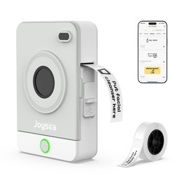 Joysea OP1 Label Maker Machine with Tape, Wireless Small Label Maker Bluetooth with Multiple Templates for Home School Office Organization, Thermal Sticker Printer Gray White