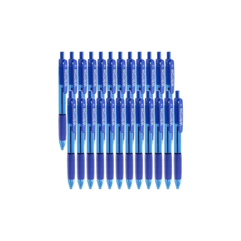 Writon Retractable Ballpoint Pens, Comfort Grip, 1.0mm Medium Point, Blue