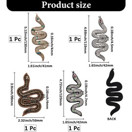 GORGECRAFT 1 Box 4Pcs 4 Styles Snake Applique Rhinestone Bling Crystal Snake Shaped Rhinestones Trim Ribbon Decorative Repair Embroidered Sew on Patches for Bags Garments Dress DIY Crafts Clothing