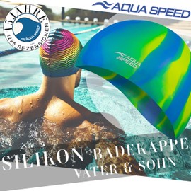 Aqua Speed Colourful Swimming Caps + Small Microfibre Towel | Women & Men | Swim Hat | Swimming Cap for Children | Swimming Cap | Waterproof Swimming Cap | Swimming Cap | Swimming Cap | 15th Colourful