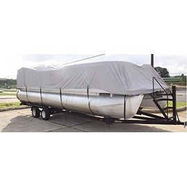 Vortex Direct 1200D Heavy Duty Grey 24' Pontoon Boat Cover, Fits 22'/23'/24' Long Deck Area, Up to 102" Beam