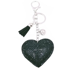 jtkdxqs Glitter Keychain Rhinestone Heart Shape Keychains Crystal Tassel Key Chain Cute Keychains for Women,black