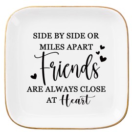 COZITED Friend Gifts for Women Trinket Dish Jewelry Tray - Side By Side...Friends Are Always Close At Heart, Long Distance Friendship Gifts for Women Best Friend Birthday Christmas Going Away Gift