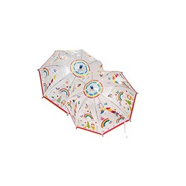 Floss & Rock Rainbow Fairy Transparent Colour Changing Kids Umbrella, 23.6 Inch, Multicolor