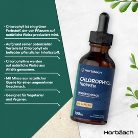 Horb?ach Chlorophyll Tropfen 100ml aus reinem Alfalfa | Vegane Chlorophyll Liquid | Hochdosiert & ohne Konservierungsstoffe | Horbaach