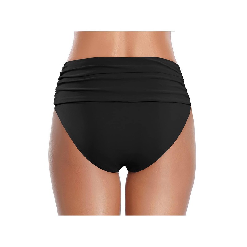 MAIABLEAU Women's High Waisted Bikini Bottoms Tummy Control Ruched Bathing