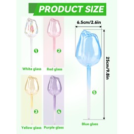 EBANKU 5 Pcs Flower Shape Plant Self Watering Globes and 2 Cleaning Brushes, Plant Watering Device Plant Water Glass Bulbs, Colourful Automatic Plant Waterer System Dripper Ideal