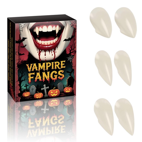 Vampire Teeth Halloween Cosplay Props, 3 Pairs 3 Sizes Vampire