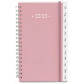 2022-2023 Diary, A6 Weekly Planner with Monthly Tabs, Elastic Closure, Flexible Cover, Twin-Wire Binding, Easy to Organize Your Daily Life, 3.75 x 6.75 Inch, Rose