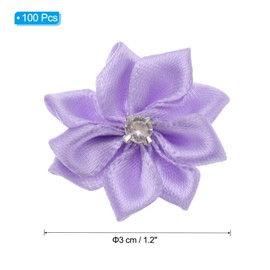 PATIKIL 1.2 Inch Small Ribbon Flowers, 100 Pcs Satin Ribbon Flowers Mini Fabric Flowers for Crafts DIY Wedding Ornament Appliques, Light Purple