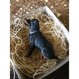 The Dresden Cottage New 3D Dresden Rottweiler Paper Christmas Tree Ornament w Silver Collar Sitting