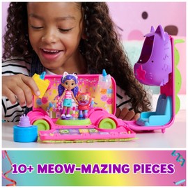 Gabby's Dollhouse Gabby’s Dollhouse Celebration Party Bus, Transforming Playset with Gabby & DJ Catnip Toy Figures & Dollhouse Accessories, Kids Toys for Ages 3 and Up