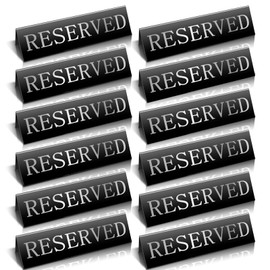 12 Pieces Table Top Reserved Sign Metal Reserved Table Signs Reserved Seating Signs Double Sided Table Tent Sign for Wedding Restaurant Family Ceremony Events, 5.91 x 3.15 Inches (Black)