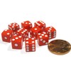 Set of 10 Red 8mm Six Sided D6 Small Square