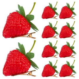Framendino, 10 Pack Strawberry Hair Clip Cute Simulated Barrettes Fruit Clips for Women