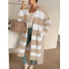 Saodimallsu Womens Striped Long Cardigan Sweaters Open Front Oversized Chunky