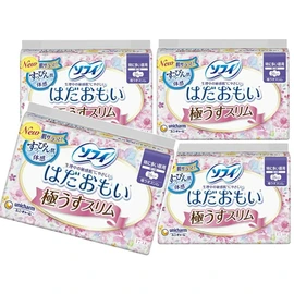 Sofy Hadaomoi Ultra Slim for Especially Heavy Days, 10.2 inches (26 cm), With Wings, 17 Sheets x 4 Piece Set