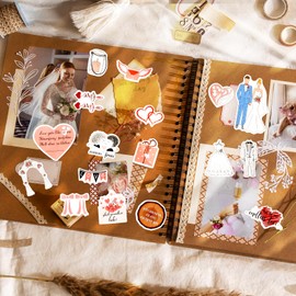 KALIONE 266 Pieces Wedding Stickers, 5 Sheets Wedding Scrapbook Stickers, Love Stickers for Scrapbooking, Waterproof Bride Stickers, Wedding Planner Stickers for Bridal Shower Engagement Anniversary