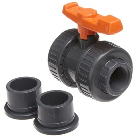 GF Piping Systems - 161375003 PVC True Union Ball Valve with Full Port, Two Piece, PTFE Seat, EPDM Seal, 3/4" Socket/NPT Threaded