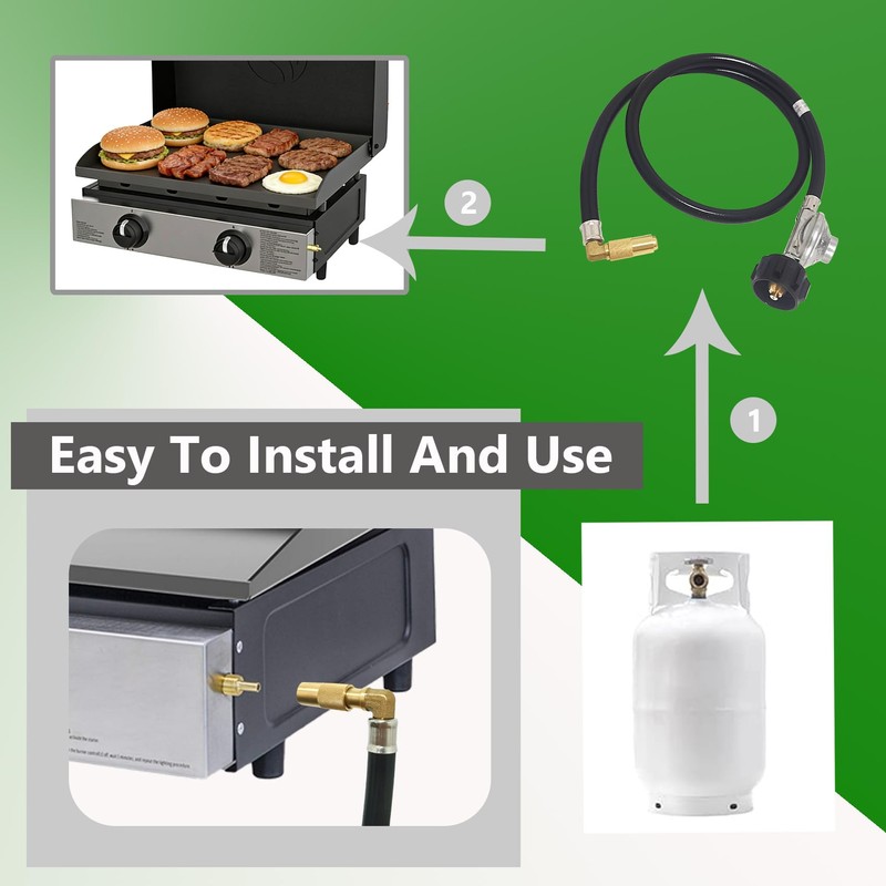 CHILIPILI 4 FT Propane Regulator and Hose with 90-Degree Elbow