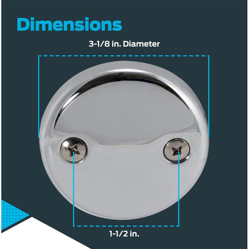 EZ-FLO 2-Hole Bathtub Overflow Face Plate with Screws, Chrome Finish,