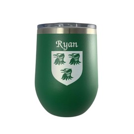 Ryan Irish Coat of Arms Stemless Wine Travel Tumbler