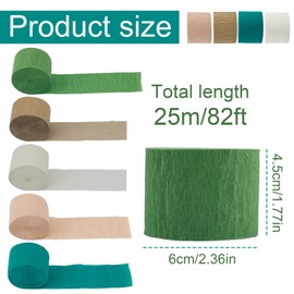 BOXOB Wedding Party Decorations, 5 Rolls Sage Green Crepe Paper Streamers for Boho Wedding, Bridal Shower, Bachelorette, Woodland Party Supplies Decor (5 Colors)